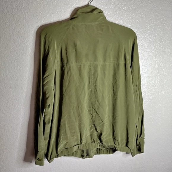 Eileen fisher silk crepe green full zip jacket sz L - Picture 9 of 10
